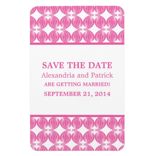 Modern Deco sparen de Magnet van de Datum, Roze Magneet (Verticaal)