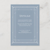 Modern Deco | Stof blauw bruiloftsgast details Informatiekaartje (Voorkant)