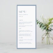 Modern Deco Stoffig Blauw Bruiloft Flat Menu (Staand voorkant)