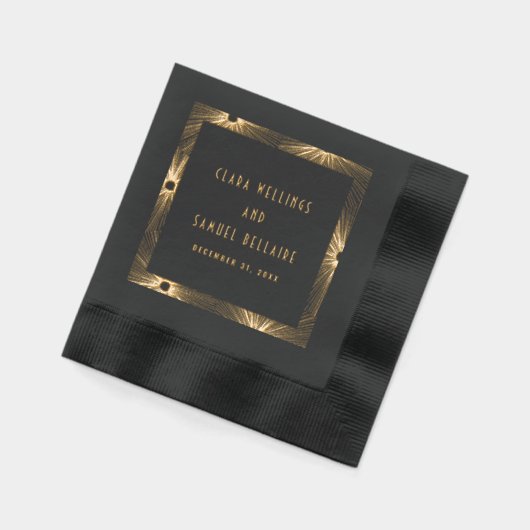 Modern Deco Vuurwerk Bursts Wedding Gold Folie Servetten (Links)