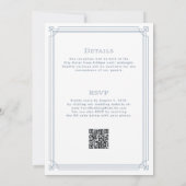 Modern Deco Wit | Dusty Blue All in One Wedding Kaart (Achterkant)