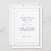 Modern deco wit en stoffig blauw repetitie diner kaart (Voorkant)