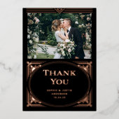 Modern deco zwart | Dank u kaart Roos goudfolie (Voorkant)