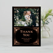 Modern deco zwart | Dank u kaart Roos goudfolie (Staand Voorkant)