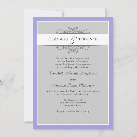 Modern Decoratief Gray Wedding Uitnodiging (Voorkant)