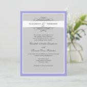 Modern Decoratief Gray Wedding Uitnodiging (Staand voorkant)