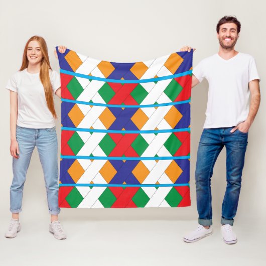 Modern decoratief kleurrijk geometrisch patroon fleece deken (In situ)