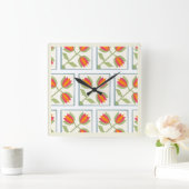 Modern Decorative Flowers Pattern Vierkante Klok (Huis)