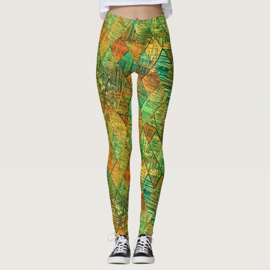 Modern Decorative Geometric Stained Glass Leggings (Voorkant)