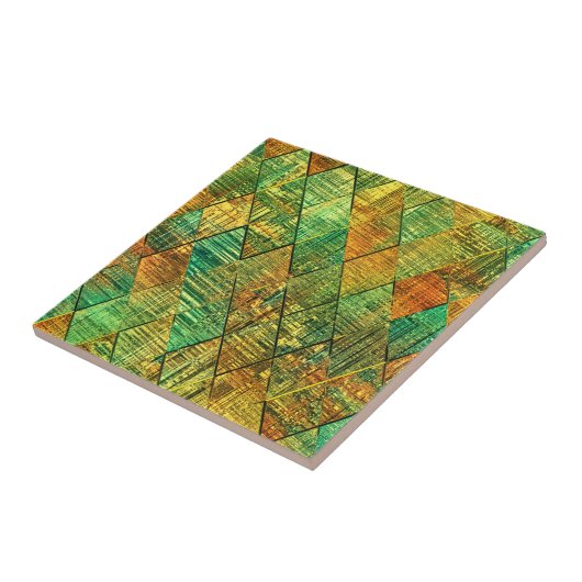 Modern Decorative Geometric Stained Glass Tegeltje (Zijkant)