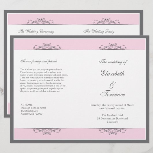 Modern Decorative Wedding Program Flyer (Voorkant / Achterkant)