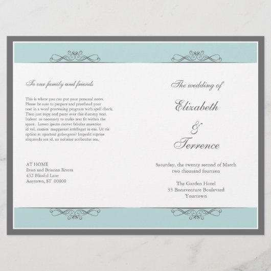 Modern Decorative Wedding Program Flyer (Voorkant)
