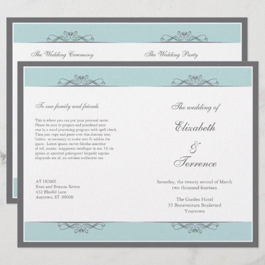 Modern Decorative Wedding Program Flyer (Voorkant / Achterkant)