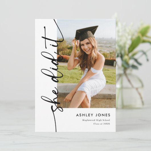 Modern deed ze het foto Afstuderen Kaart (Staand voorkant)