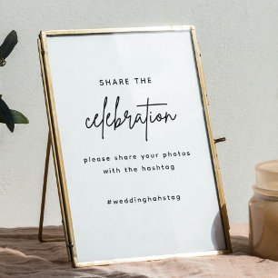 Modern Deel de liefde bruiloft hashtag teken Poster