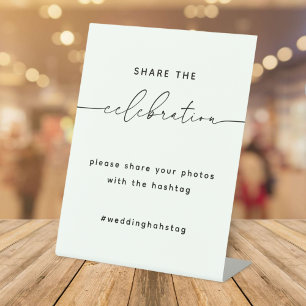 Modern 'deel de liefde' trouw hashtag bord reclamebord met voetstuk