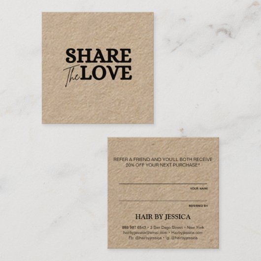 Modern Deel de liefdeskraft verwijst een vriend Aanbevelingskaartje (Voorkant / Achterkant)