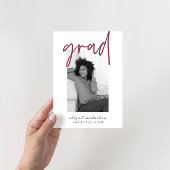 Modern Deep Berry Photo Graduation Party Kaart