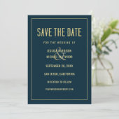 Modern Deep Blue Elegant Simple Wedding Save The Date (Staand voorkant)