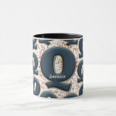 Modern Deep Blue Monogram Gepersonaliseerd Naam Cu Mok (Midden)