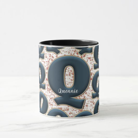 Modern Deep Blue Monogram Gepersonaliseerd Naam Cu Mok (Midden)