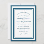 Modern Deep Blue White Border Simple Wedding Kaart (Voorkant)