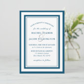 Modern Deep Blue White Border Simple Wedding Kaart (Staand voorkant)