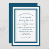 Modern Deep Blue White Border Simple Wedding Kaart (Voorkant / Achterkant)