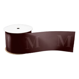 Modern Deep Burgundy Minimalist Monogram 3in Satijnen Lint