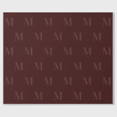 Modern Deep Burgundy Minimalist Monogram Cadeaupapier (Vlak)