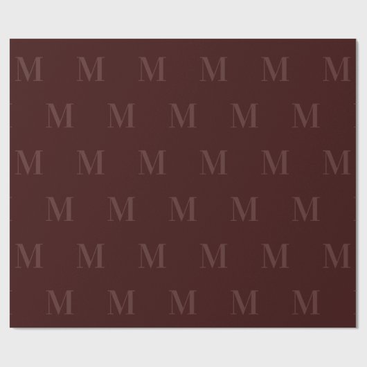 Modern Deep Burgundy Minimalist Monogram Cadeaupapier (Vlak)