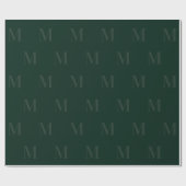 Modern Deep Forest Green Minimalist Monogram Cadeaupapier (Vlak)