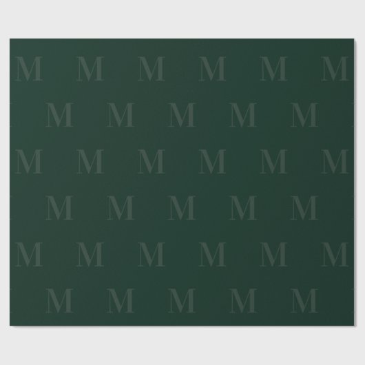 Modern Deep Forest Green Minimalist Monogram Cadeaupapier (Vlak)