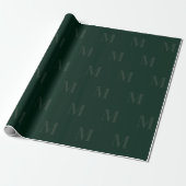 Modern Deep Forest Green Minimalist Monogram Cadeaupapier (Uitgerold)