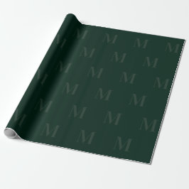 Modern Deep Forest Green Minimalist Monogram Cadeaupapier