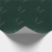 Modern Deep Forest Green Minimalist Monogram Cadeaupapier (Hoek)