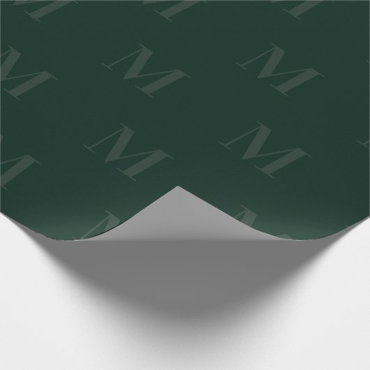 Modern Deep Forest Green Minimalist Monogram Cadeaupapier (Hoek)