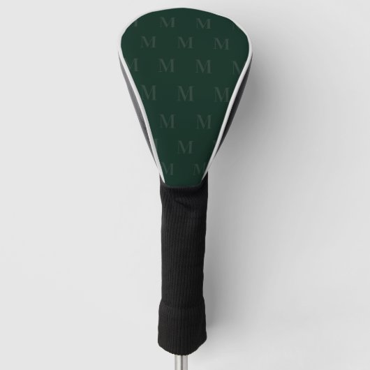 Modern Deep Forest Green Minimalist Monogram Golfheadcover (Voorkant)