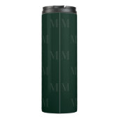 Modern Deep Forest Green Minimalist Monogram Thermosbeker (Achterkant)