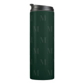 Modern Deep Forest Green Minimalist Monogram Thermosbeker (Geroteerd rechts)