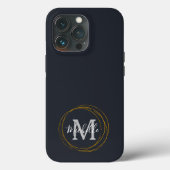 Modern Deep Grey/Black & Gold Monogram Case-Mate iPhone Case (Achterkant)