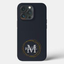 Modern Deep Grey/Black & Gold Monogram