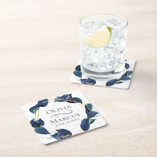 Modern Deep Indigo Blue en Gold Lijst Kartonnen Onderzetters (Insitu)