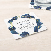 Modern Deep Indigo Blue en Gold Lijst Kartonnen Onderzetters (Schuin)