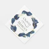 Modern Deep Indigo Blue en Gold Lijst Servet (Hoek)