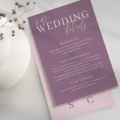 Modern Deep Mauve & Roos Gold Wedding Details Informatiekaartje