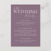 Modern Deep Mauve & Roos Gold Wedding Details Informatiekaartje (Voorkant)
