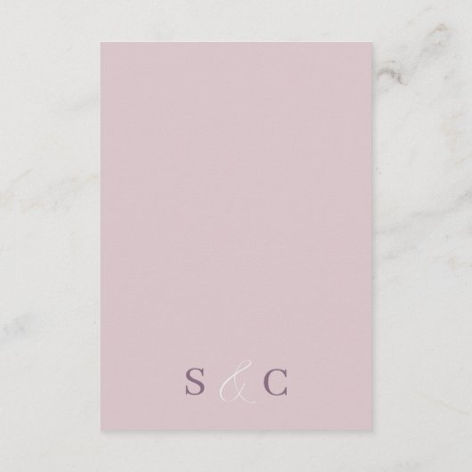 Modern Deep Mauve & Roos Gold Wedding Details Informatiekaartje (Achterkant)