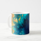 Modern Deep Navy Blue & Gold Earth Abstract Koffiemok (Voorkant links)