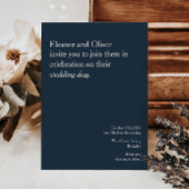 Modern Deep Navy Blue Typography Stylish Wedding Kaart